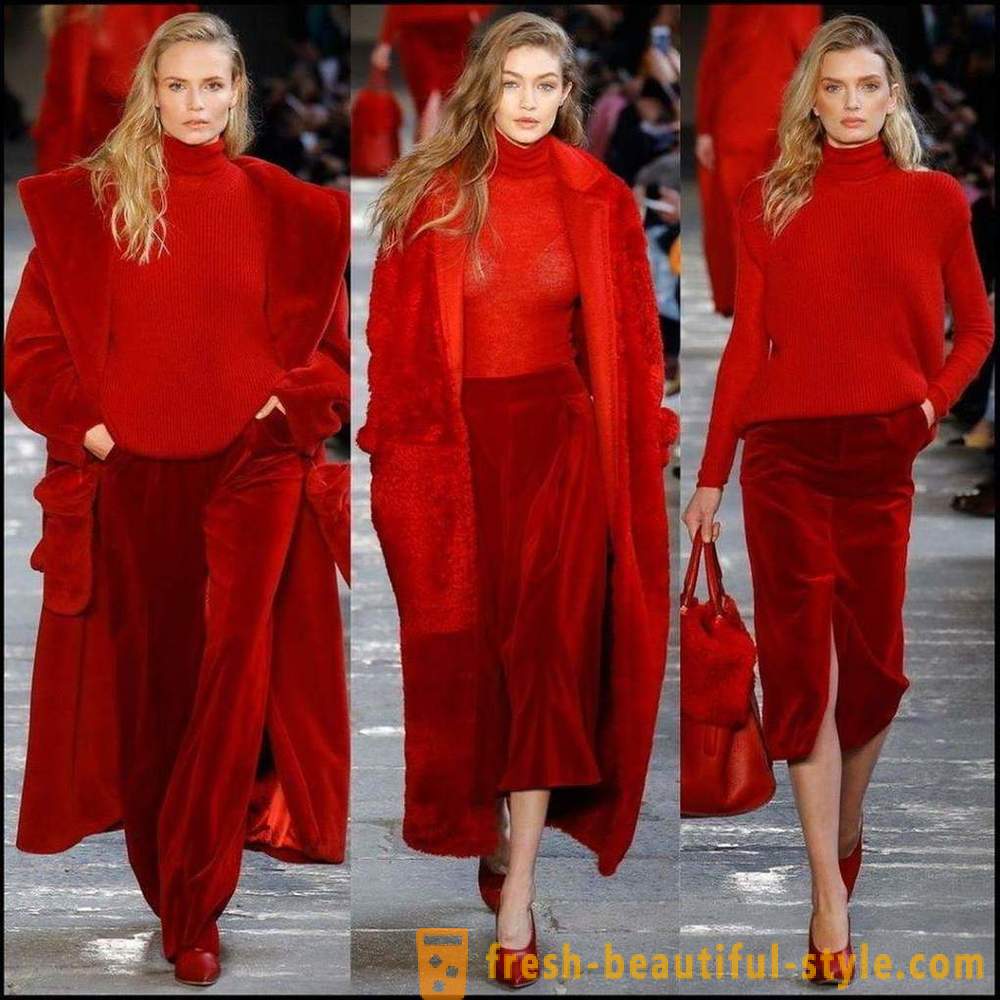 Rode kleur in kleding: wat gaat, het idee van het opstellen sets