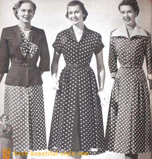 Modieuze stijlen van jurken met stippen in retro stijl
