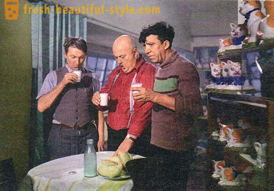 Detail van de beroemde trio van de helden van de Sovjet komedies