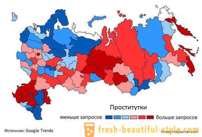 Geografische schaamte en schande: waar in Rusland de meeste van Google 