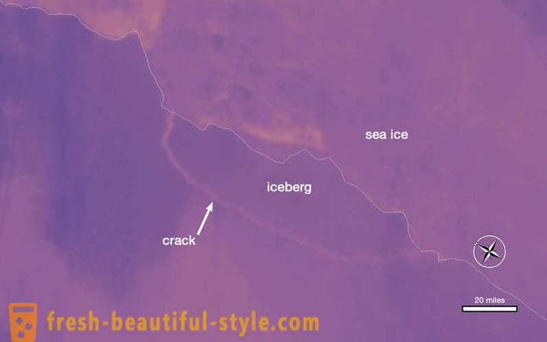 IJsberg van Antarctica brak een oppervlakte van meer dan twee van Moskou