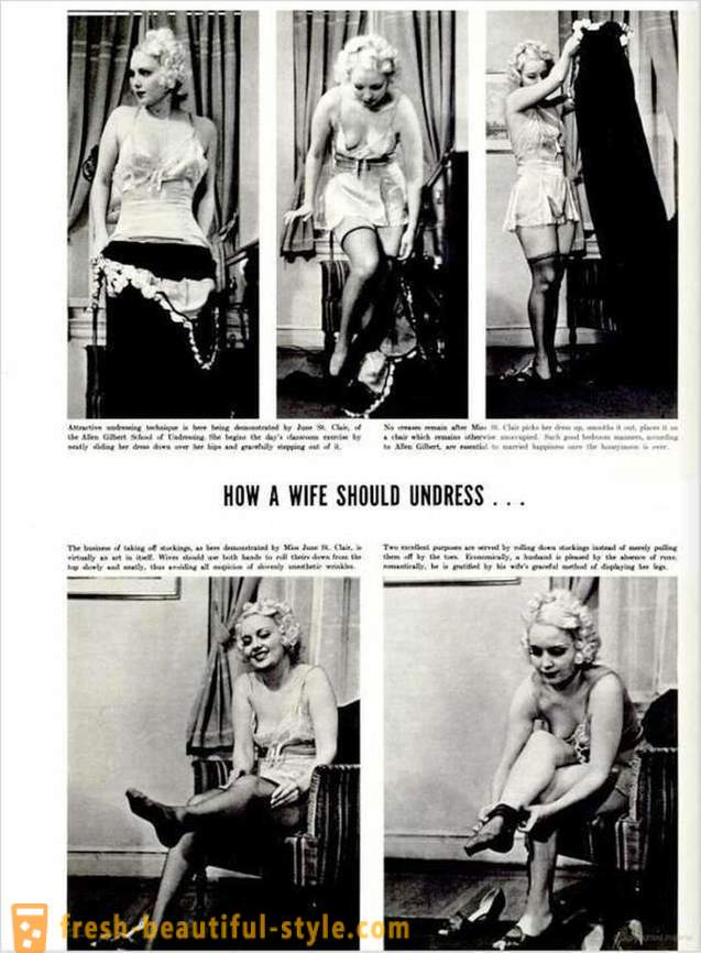Hoe uit te kleden in de slaapkamer: instructie in 1937 voor vrouwen