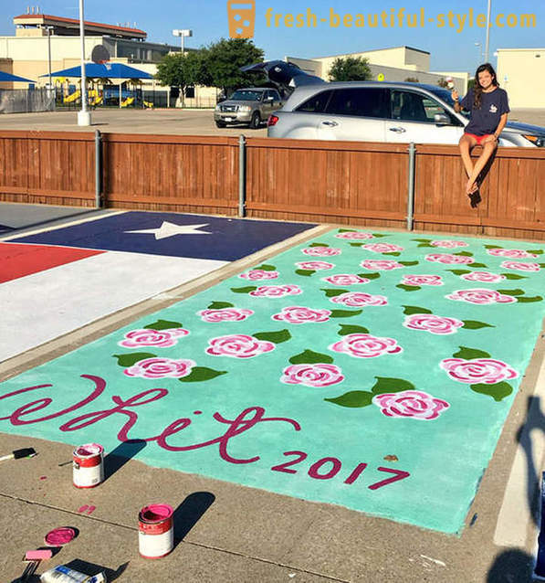Amerikaanse studenten mochten een eigen parkeerplaats te schilderen