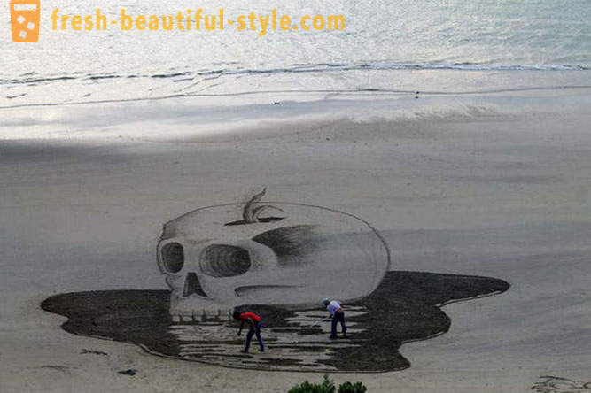 3D-tekeningen op het zand