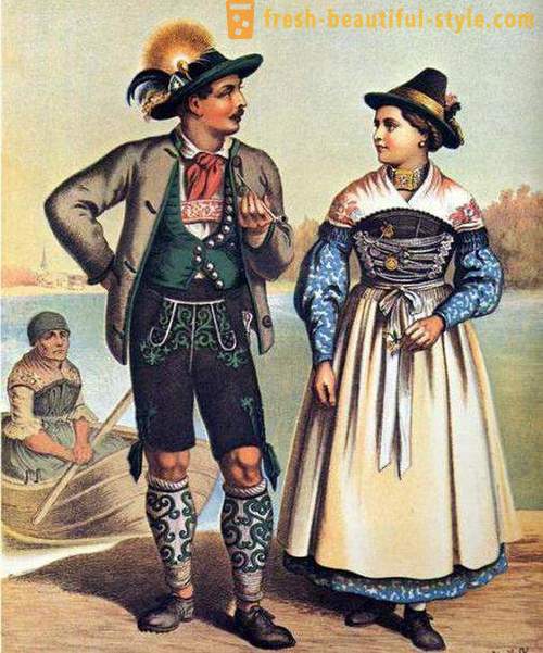 Duitse nationale kostuums voor vrouwen, mannen en kinderen. etnische kleding