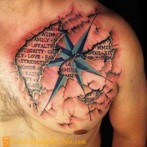 Men's tattoo op zijn borst, en hun functies