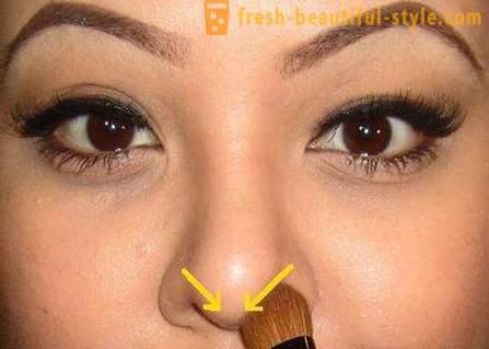 Hoe de neus met make-up te verminderen? Visueel verminderen van de neus